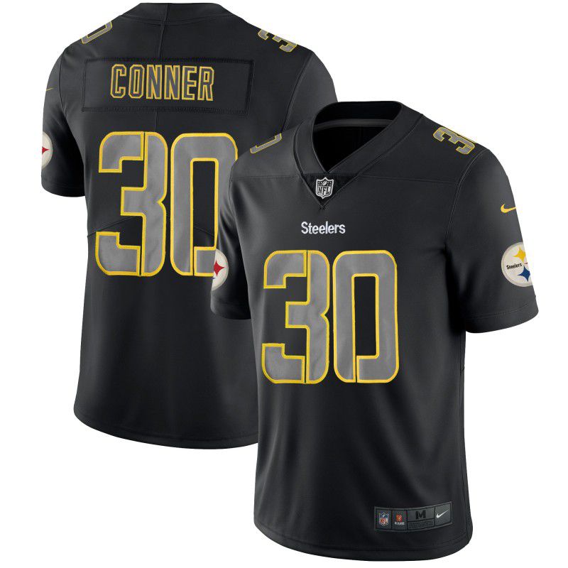 Men Pittsburgh Steelers #30 Conner Black Nike Fashion Impact Black Color Rush Limited NFL Jersey